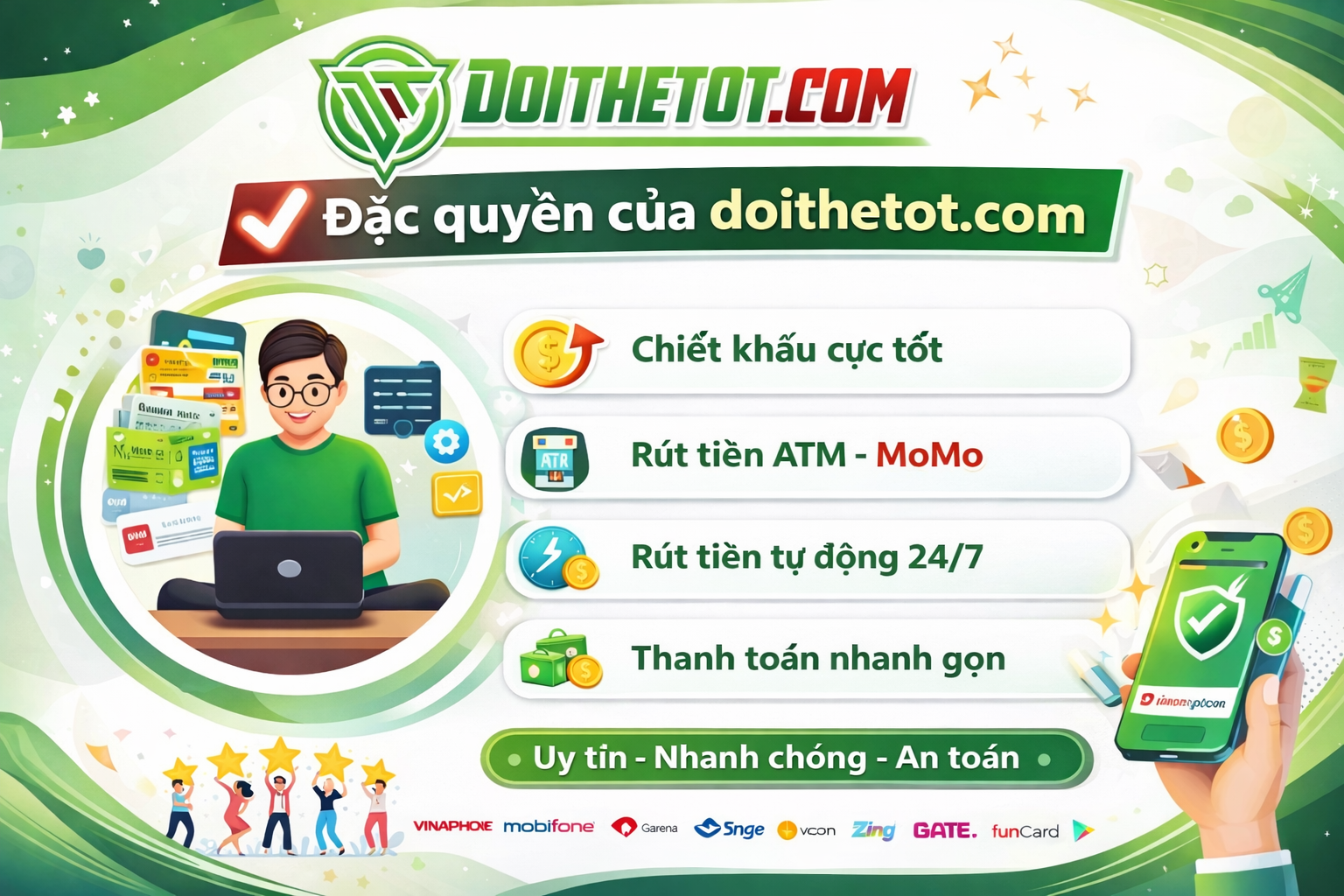  QUY TRÌNH ĐỔI THẺ TẠI DOITHETOT.COM